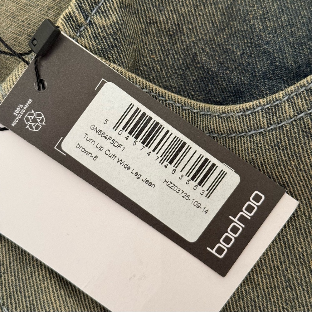 Boohoo Turn Up Cuff Wide Leg Jean - Picture 9 of 11